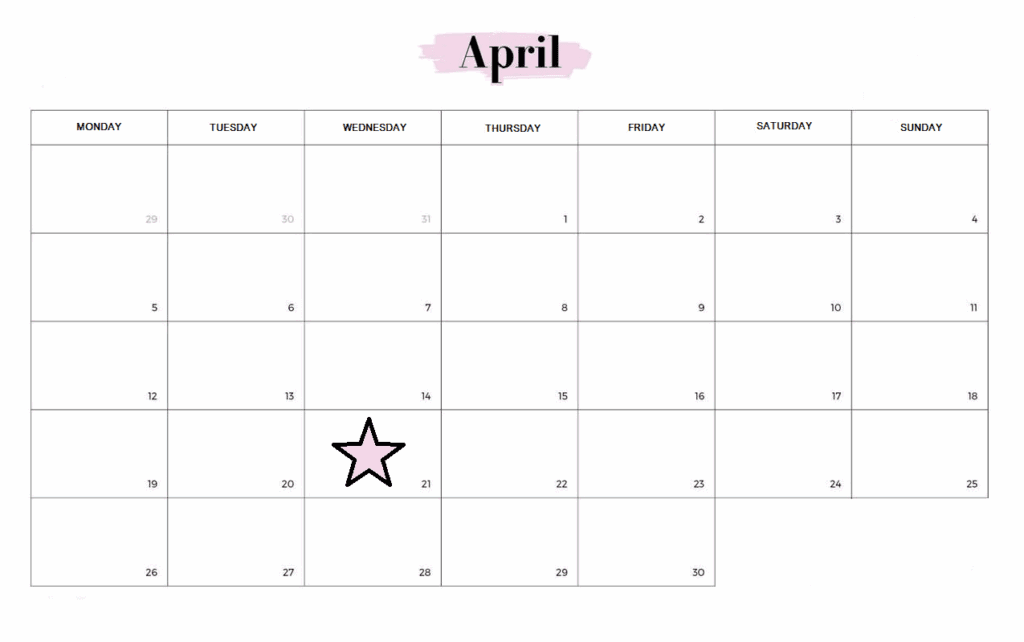 21 April calendar