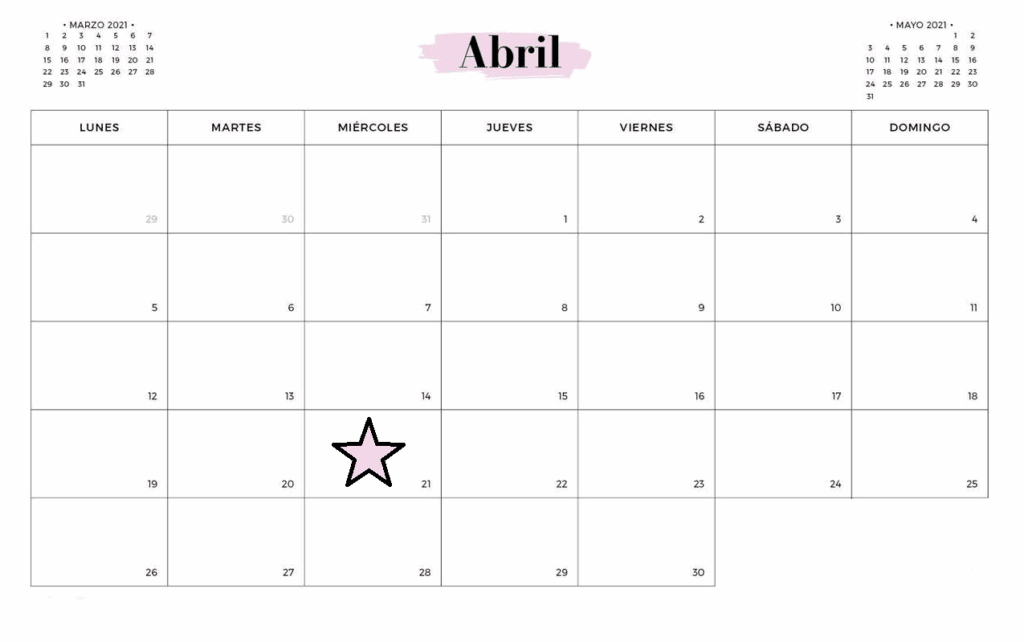 Calendario 21 abril